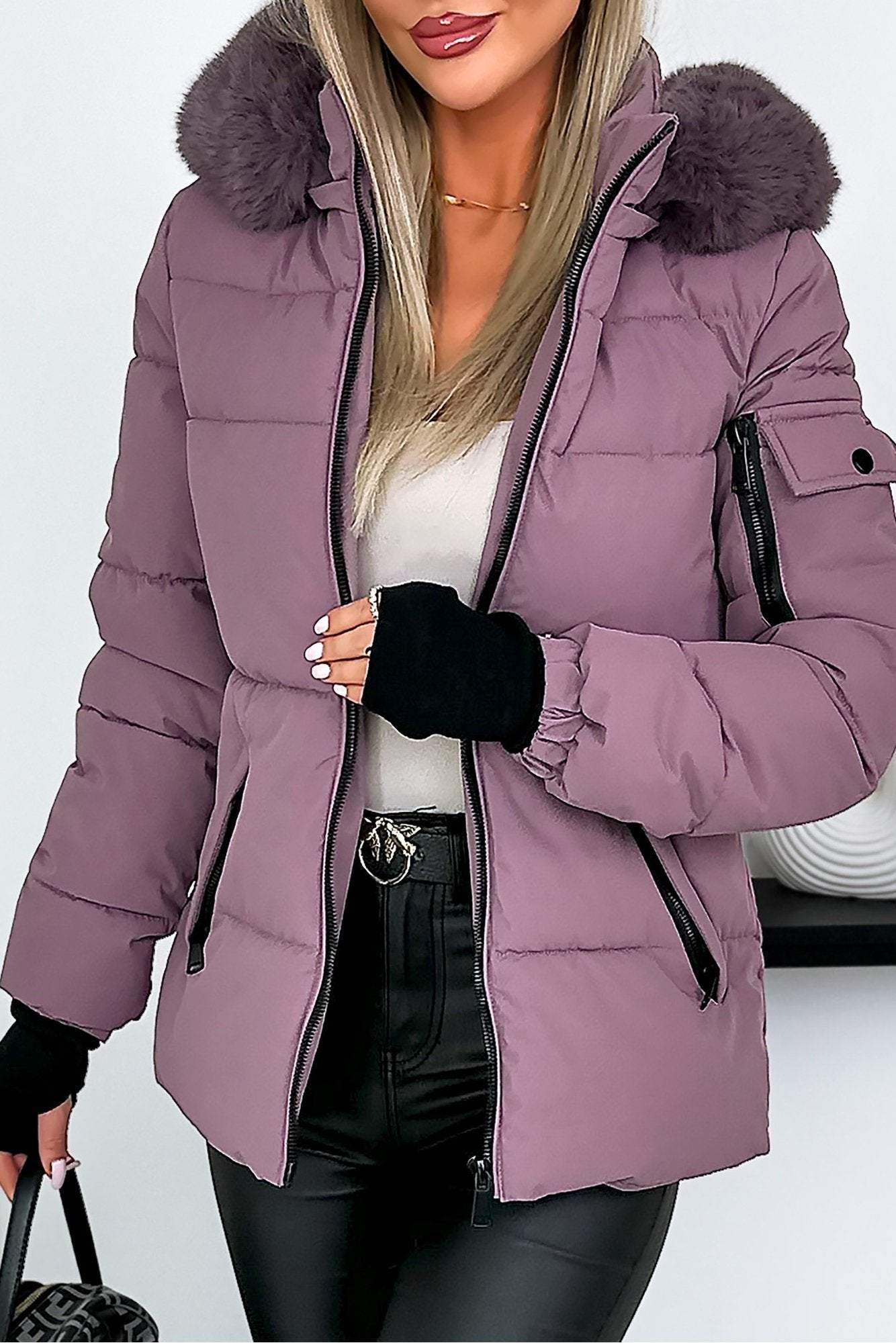 Women's Casual Warm Hooded Fur Collar Cotton Coat