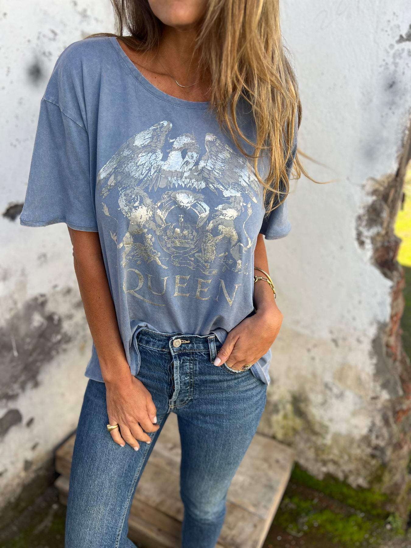 Women's Crew Neck Short-sleeved Silver-printed Casual T-shirt