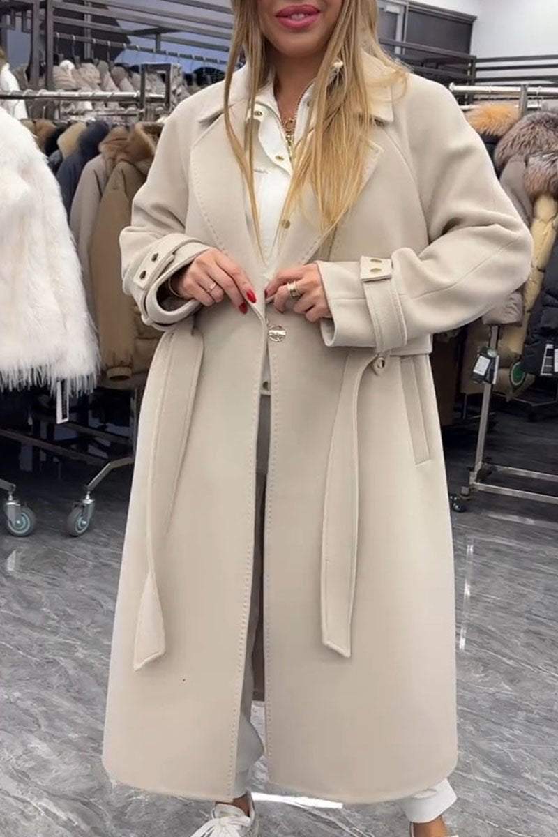 Women's Solid Color Lapel Long Coat