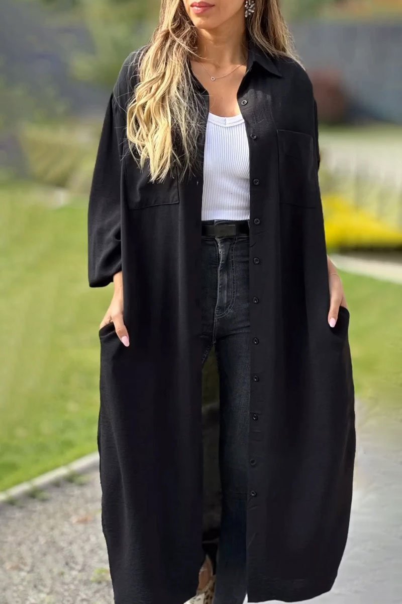 Women's casual loose long shirt coat