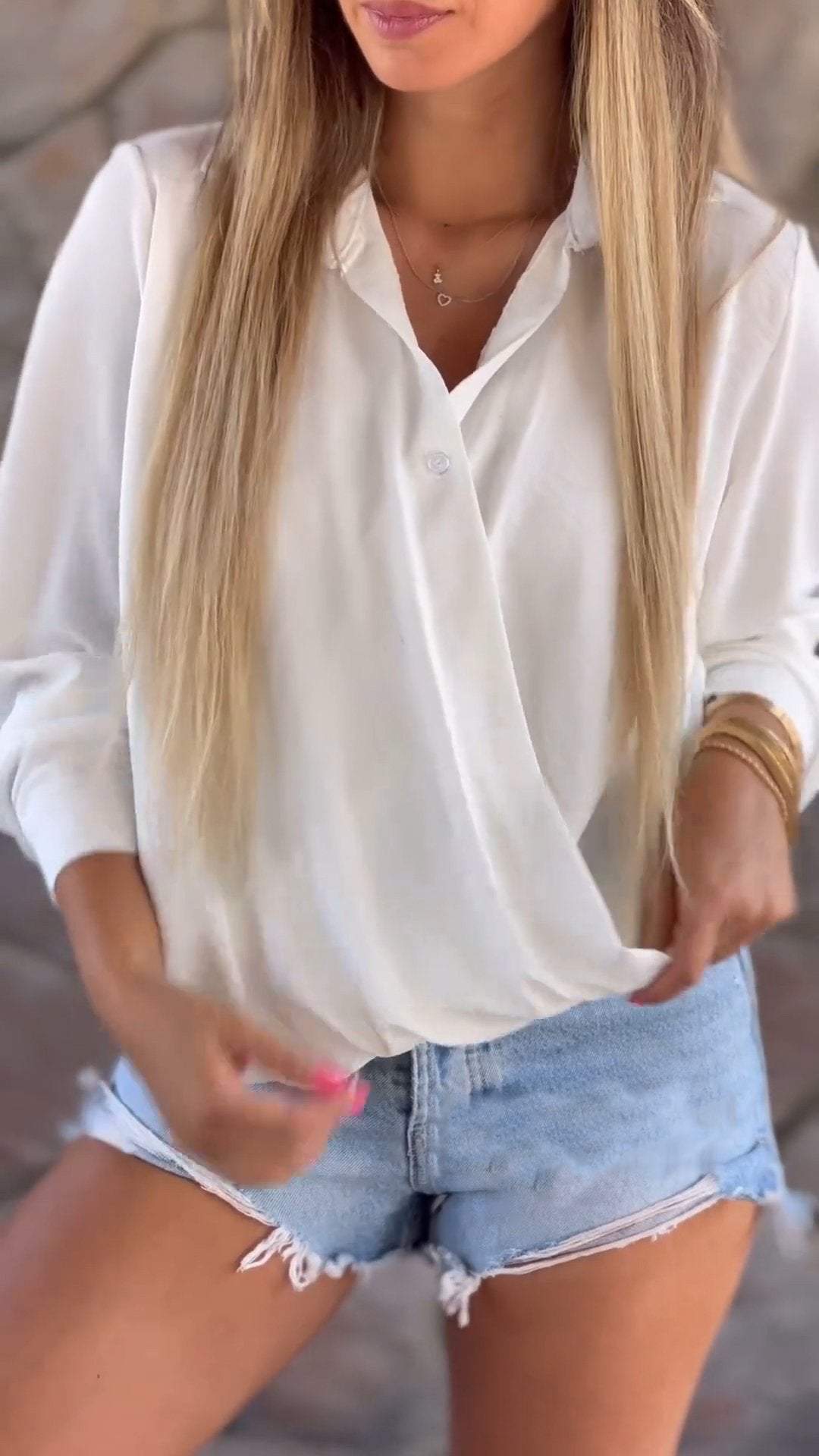 V-neck Irregular Shirt