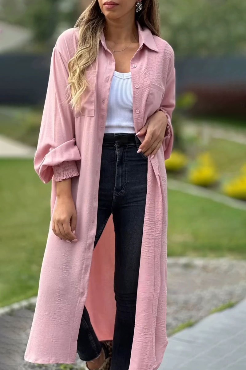 Women's casual loose long shirt coat