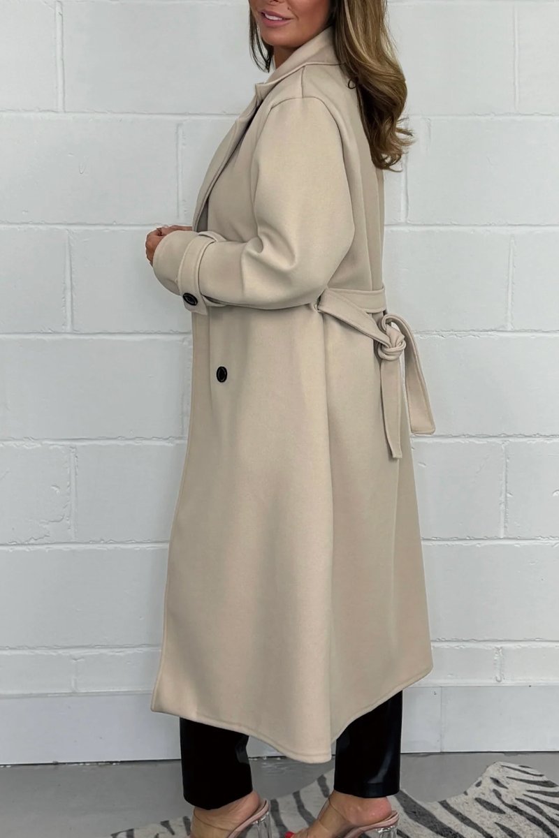 Women's Oversize Wool Look Belted Longline Coat