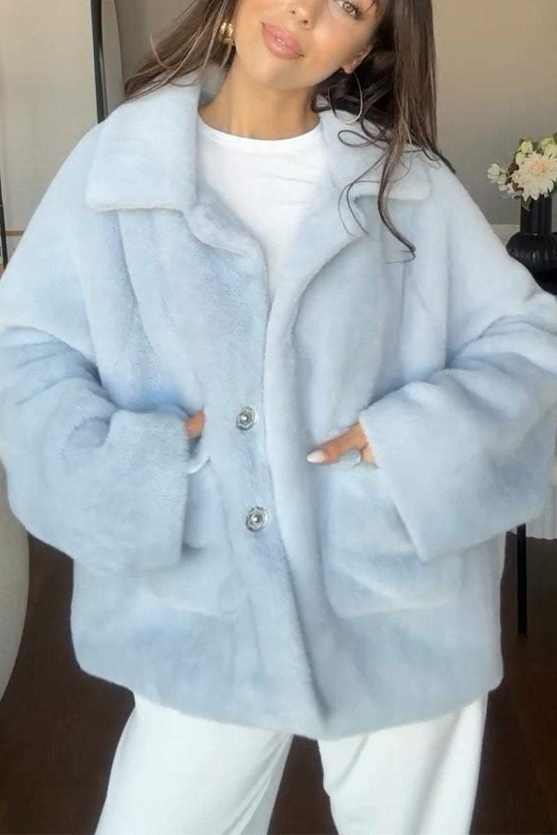 Women's Casual Lapel Single-breasted Faux Fur Winter Coat