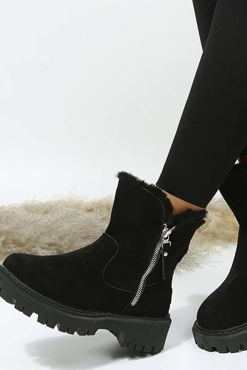 Women's velvet thickened warm mid-calf cotton boots