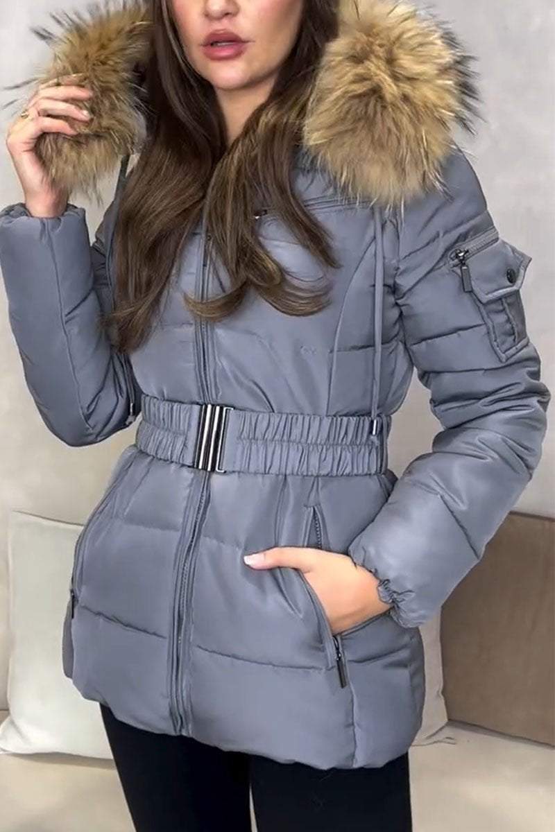 Casual Solid Color Hooded Jacket