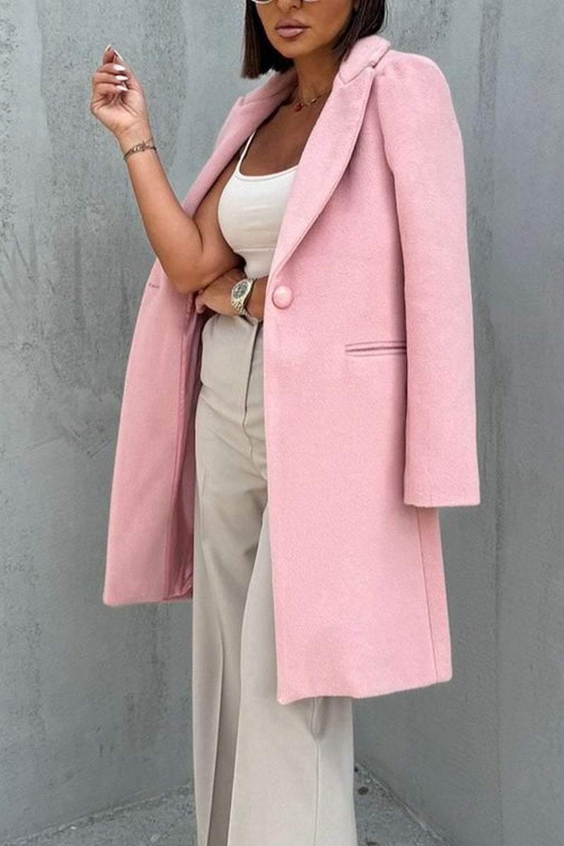 Women's Casual Lapel Solid Color Coat