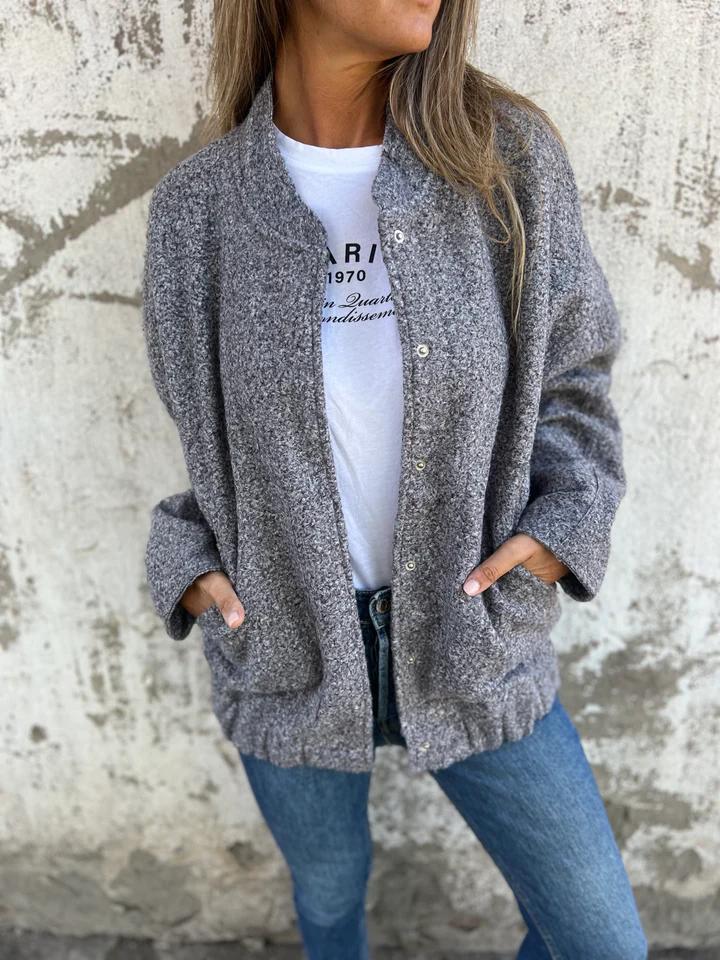 Casual Round Neck Single Breasted Jacket