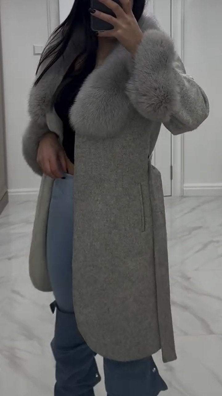 Women's Fur Waisted Long Coat