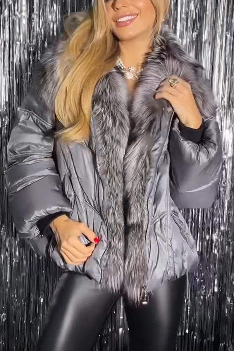 Women's Casual Lapel Fur Collar Coat