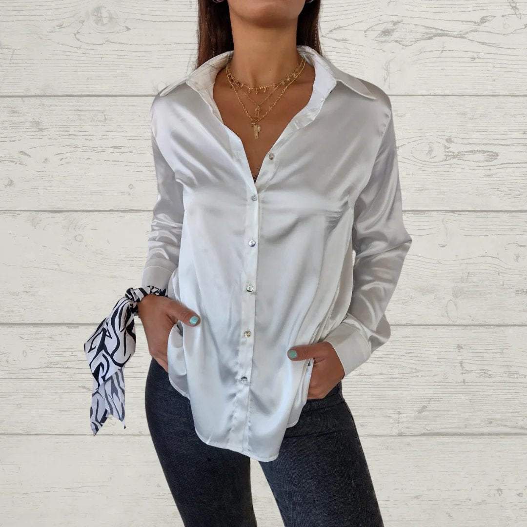 Satin Lapel Single-breasted Shirt