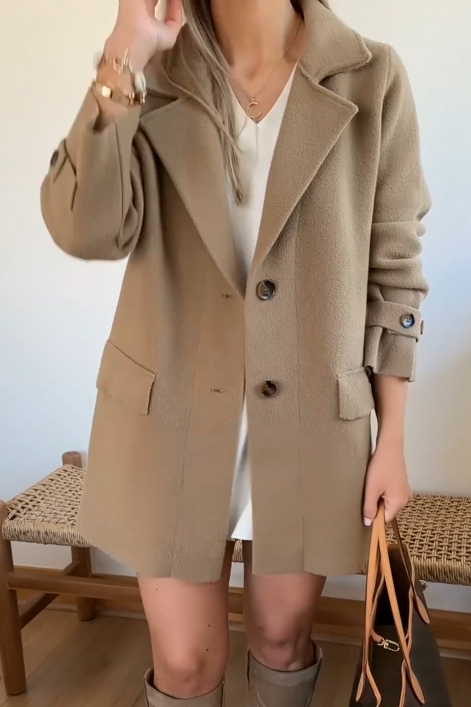 Women's Spring Casual Solid Color Lapel Suit Jacket